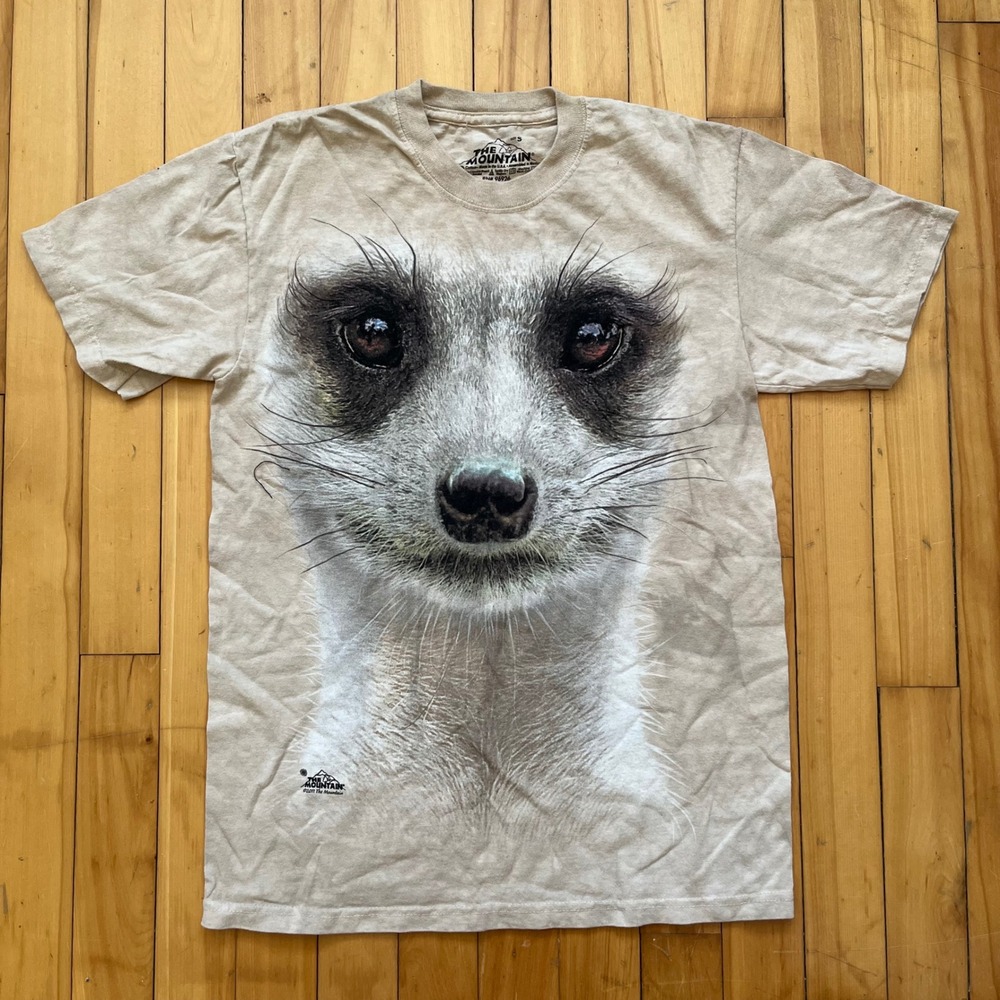 The Mountain Meerkat Face Graphic T Shirt Tan 2011 Size Small